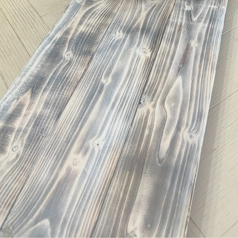 Rustic Wooden Plank Tray-Farmhouse Style Hand flamed Whitewash Finish NEW